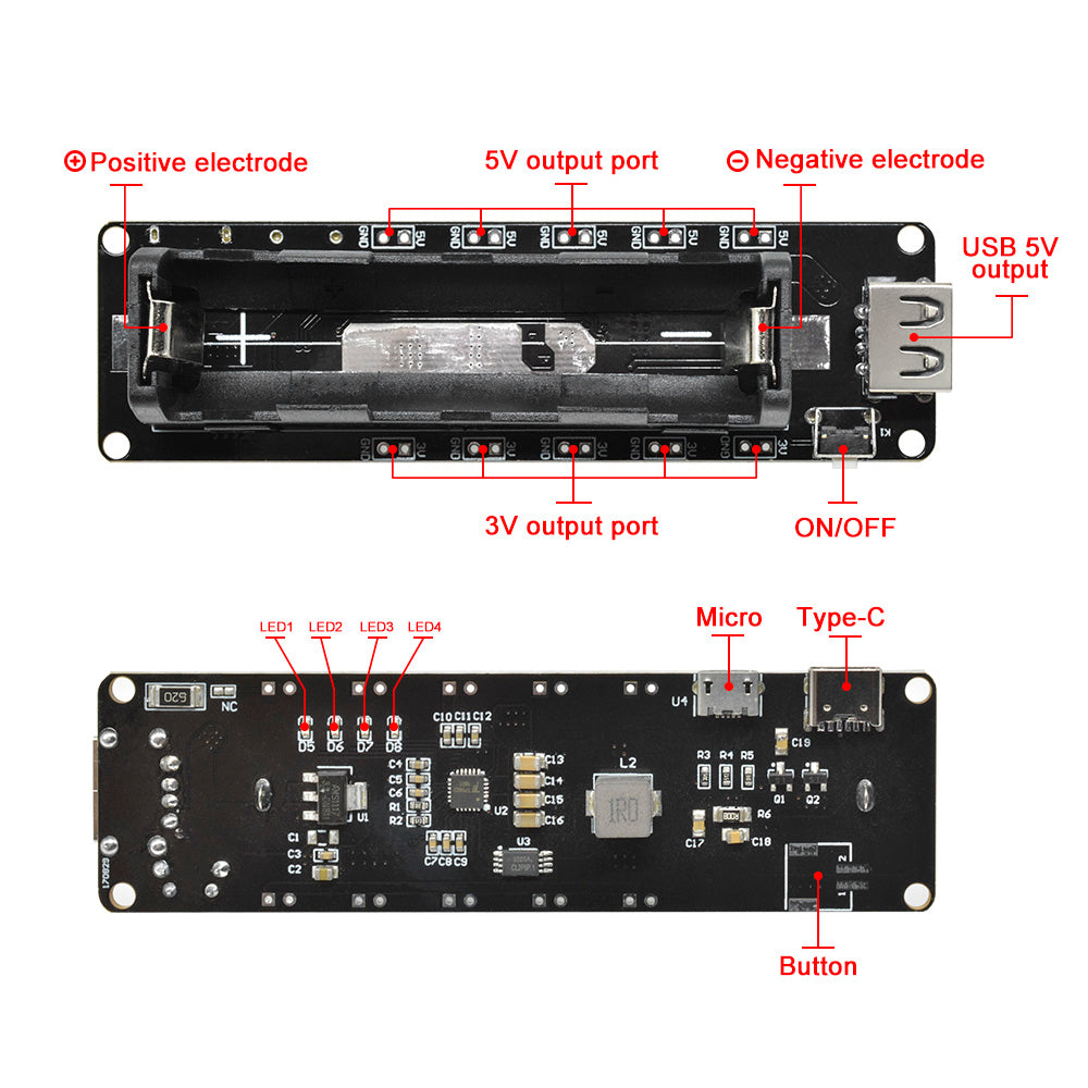 Esp32 Esp32S For Wemos Raspberry Pi 18650 Battery Shield V3 Micro Usb Port Type-A 0.5A Arduino With