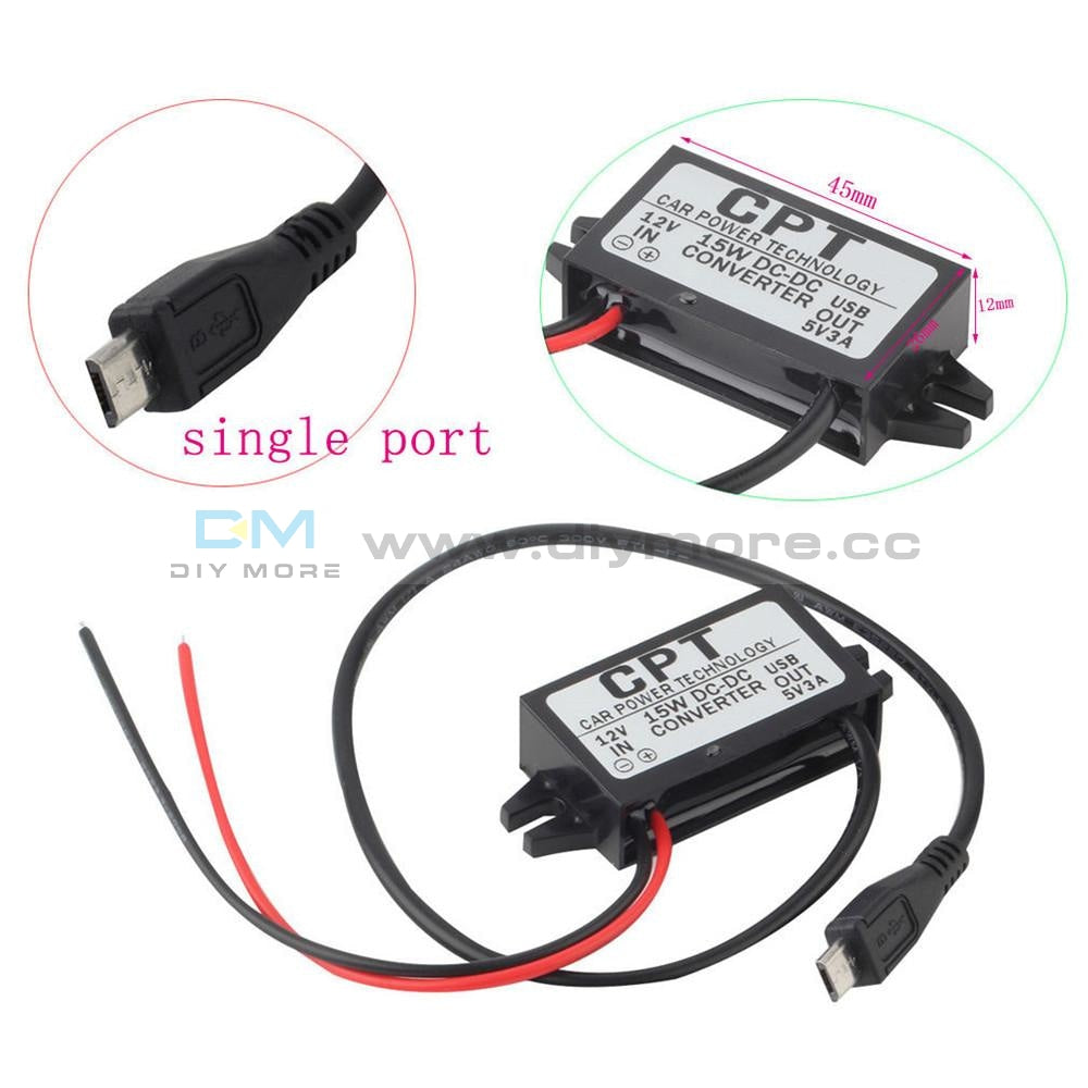 Dc/dc Car Charger Converter Module 12V To 5V 3A 15W With Micro Usb Cable Drive Expansion Board