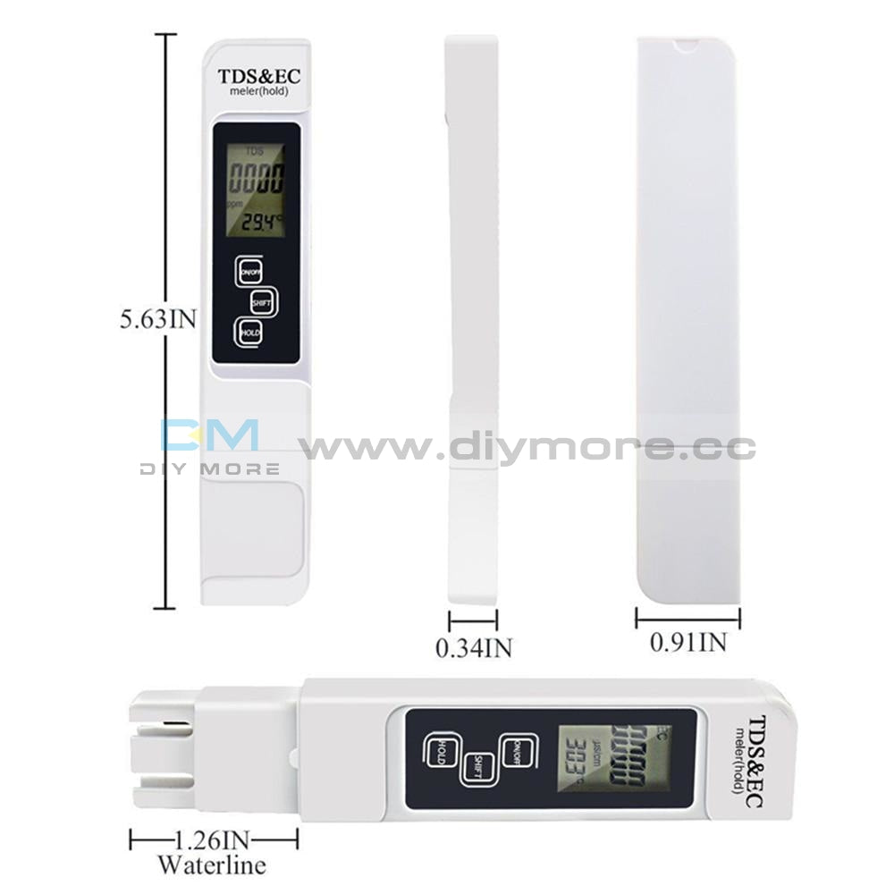 3 In 1 Tds Ec Ppm Multifunctional Water Quality Meter Tester Pen Lcd Display Ph Value Detect Sensor