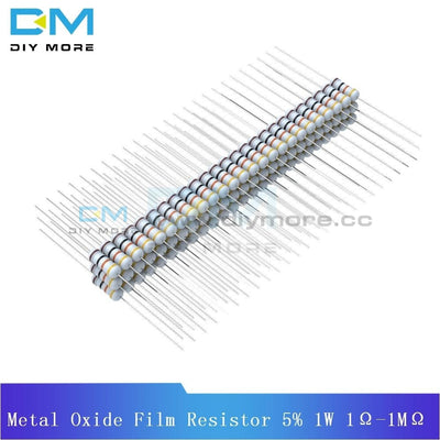 100Pcs Diymore Metal Oxide Film Resistor 5% 1W 1R 1M Resistance Ohm +5% Diy Electronic 1K 2.2K 4.7K