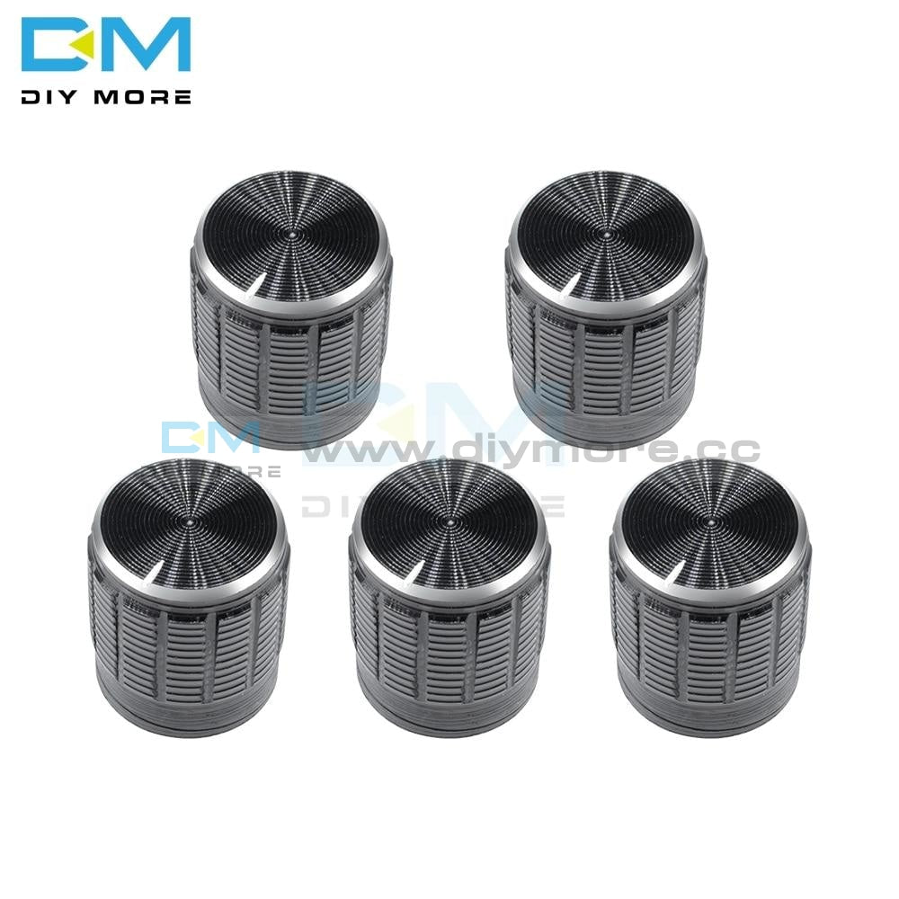10Pcs 6Mm Black Metal Volume Control Rotary Knobs For Knurled Shaft Potentiometer 15 X 16.5Mm Silver