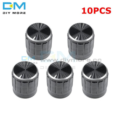 10Pcs 6Mm Black Metal Volume Control Rotary Knobs For Knurled Shaft Potentiometer 15 X 16.5Mm Silver