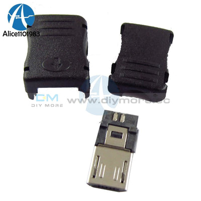 10Pcs Diy Micro Usb 5 Pin T Port Male Plug Socket Connector With Plastic Cover Black Kit Free