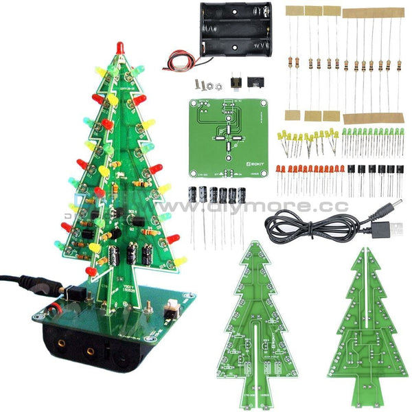 3D Christmas Tree LED Flashing Light DIY Kit 3 Colors Red Green Yellow