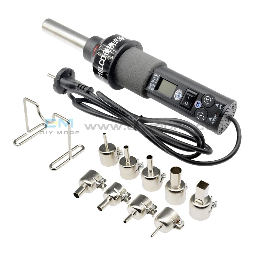 220V 450W / 200W 110V Lcd Display Hot Air Heat Gun Soldering Station + 9*nozzles Diy Kit For