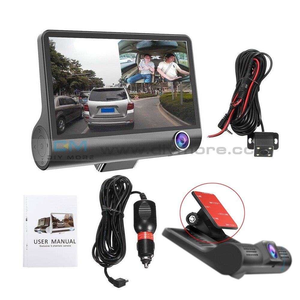 3 Lens Car Dvr Dash Camera Full Hd 1080P 4.0 Inch Three Ips Screen Car Cam Driving Video Recorder