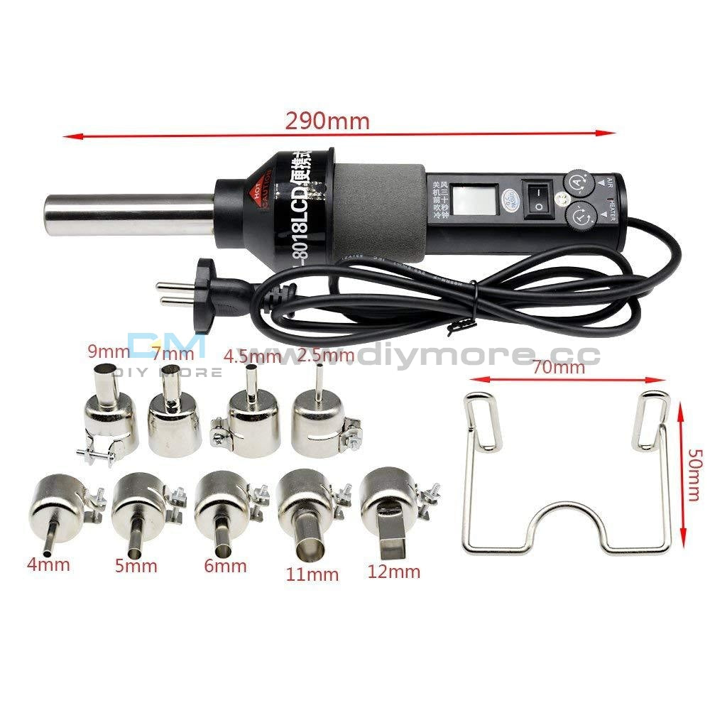 220V 450W / 200W 110V Lcd Display Hot Air Heat Gun Soldering Station + 9*nozzles Diy Kit For