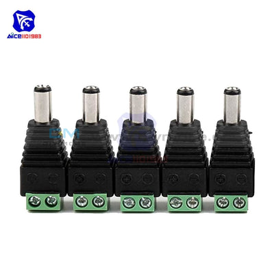 5 Pcs/lot Male Dc Power Plug Jack 2.5X5.5 Mm Wire Connector For Cctv Camera Led Strip Light
