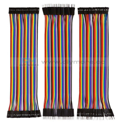 120Pcs Multicolored 40Pin Male To Female Breadboard Jumper Wires Ribbon Cables Kit Tools
