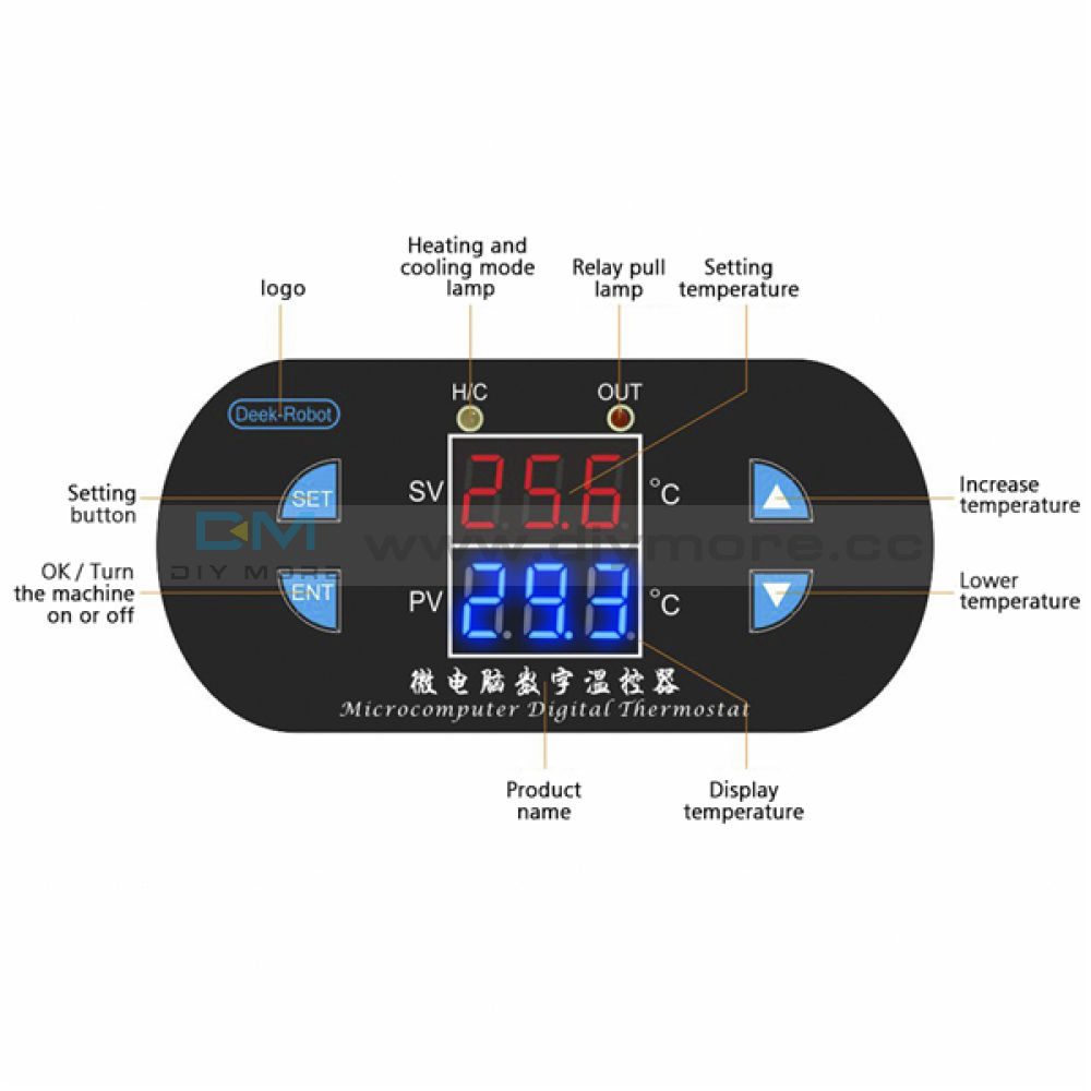 Dk-W1308 Led Digital Temperature Controller 12V 10A Thermostat Regulator Dual Display Heater Cooler