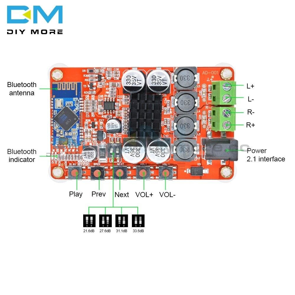 Dc 8 25V Tda7492P 50W*2 Dual Channel Amplifier Wireless Digital Bluetooth 4.0 Audio Receiver Board