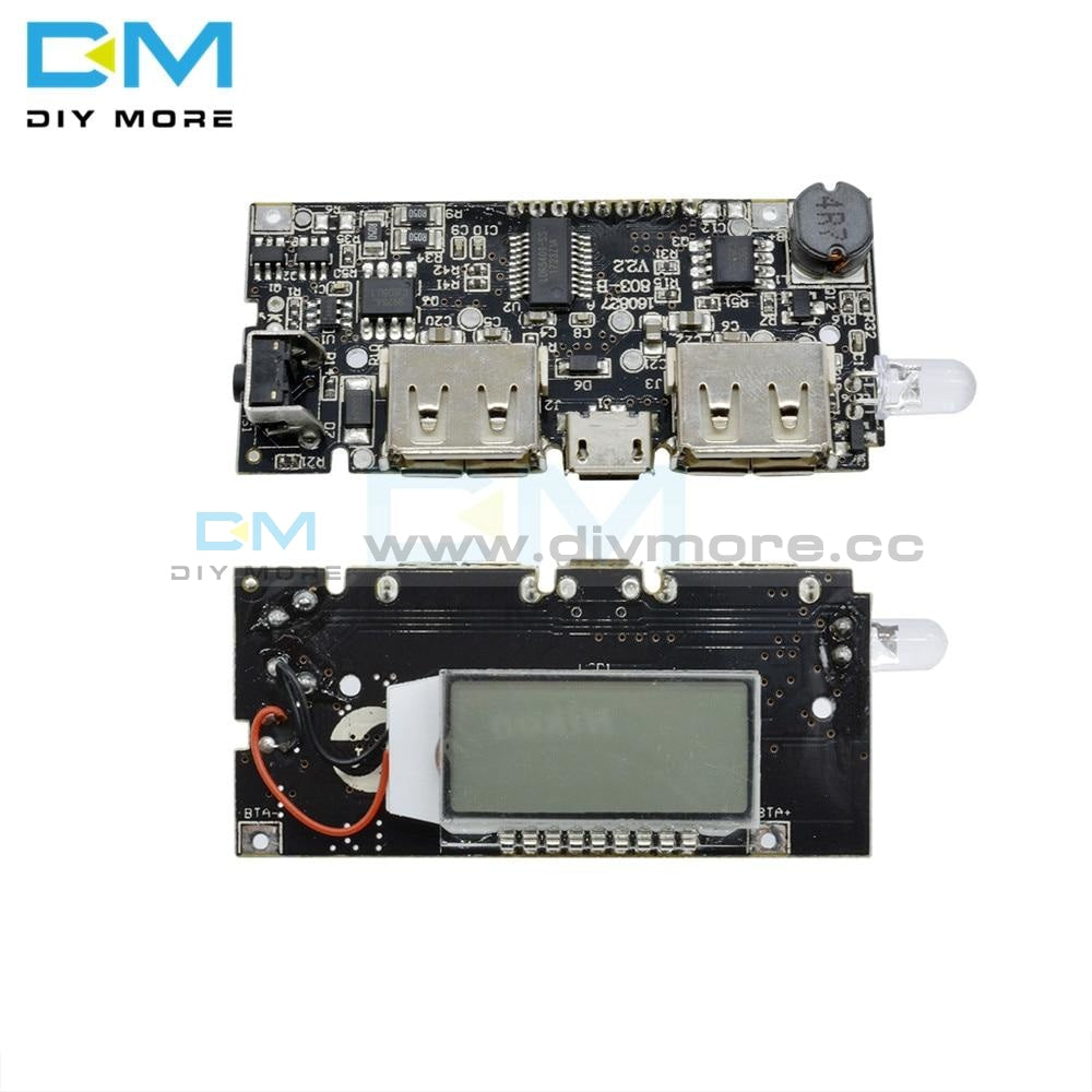 Dual Usb 5V 1A 2.1A Mobile Power Bank 18650 Battery Charger Pcb Module Led Lcd Solar Charging Board