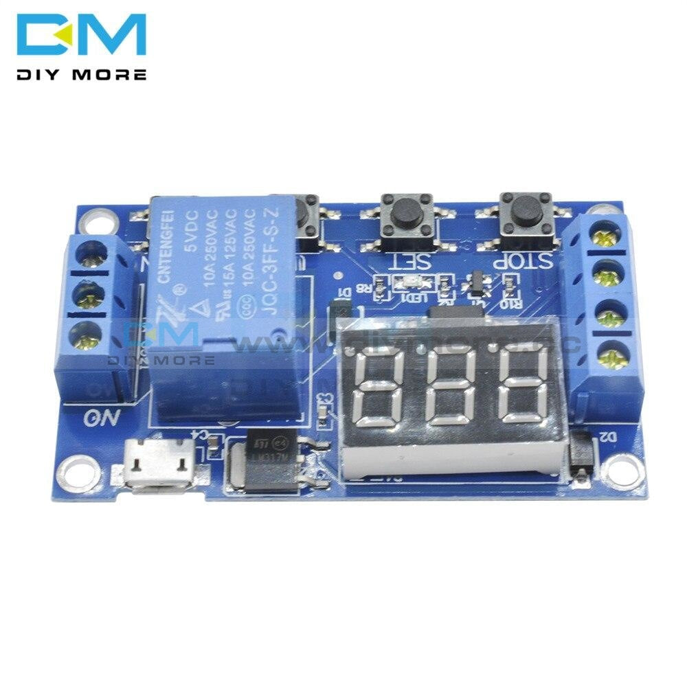Micro Usb Ws16 Switch Delay Time Relay Module 5V Led Display Automation Cycle Timer Control Board Dc