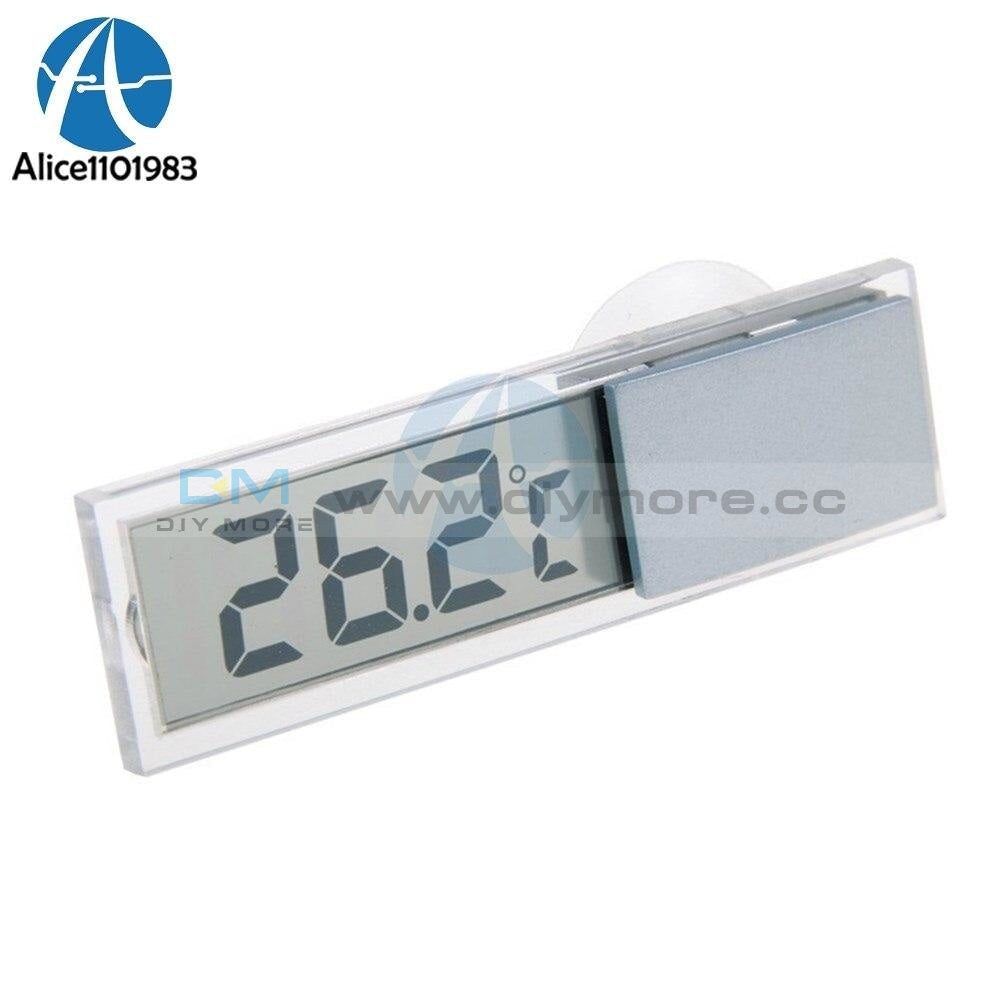 Mini 2 In 1 Lcd Digital Auto Car Truck Clock + Thermometer With Suction Cup Ag10 Button Cell Battery