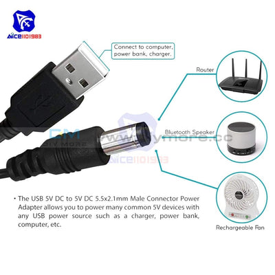 Usb 2.0 A Male To Dc 5.5X2.1Mm 5V Plug Connector Charge Jack Power Cable 5.5*2.1Mm Charging Tools