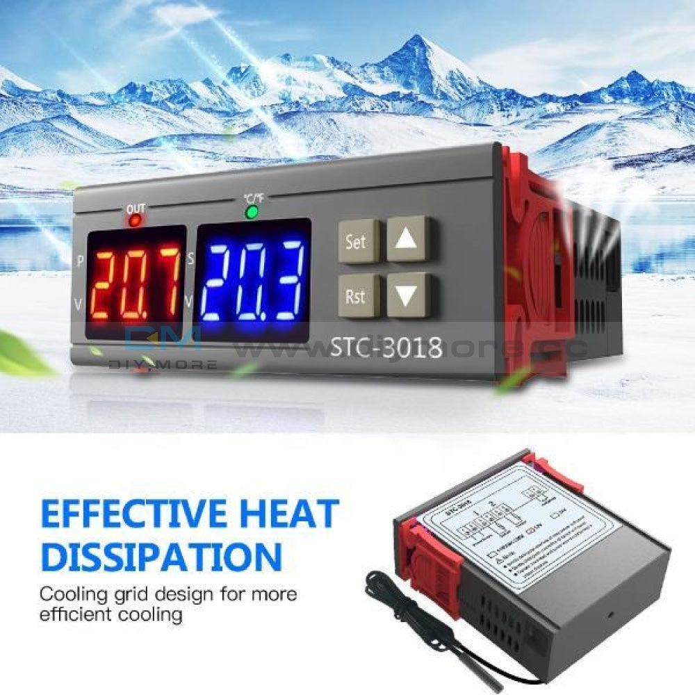 Stc-3018 12V 24V 110-220V Digital Temperature Controller Thermostat Heating Cooling Switch