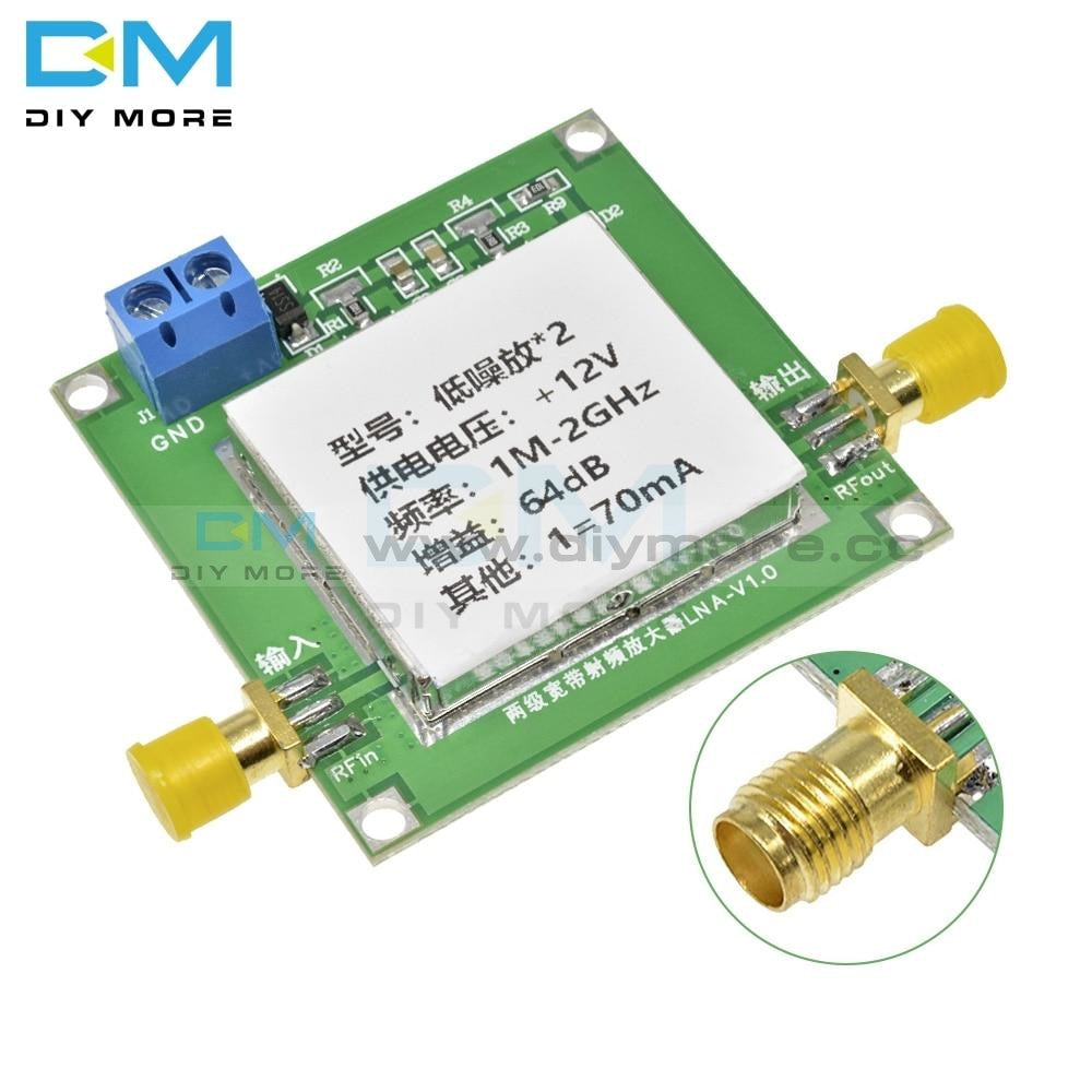 Lna 0.1-2Ghz Gain 64Db Rf Broadband Amplifier Board Low Noise Module Dc 12V Noice