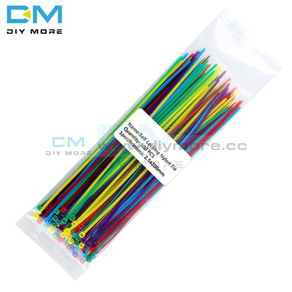 100Pcs Multi Color Self Locking Plastic Nylon Ties Wire Cable Zip 2.5X100Mm 2.5X150Mm 2.5X200Mm