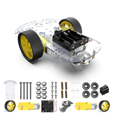 2WD Robot Smart Car Chassis DIY Kits Intelligent Engine with Tracking Speed and Tacho Encoder 65x26mm Tire for Arduino Raspberry Pi