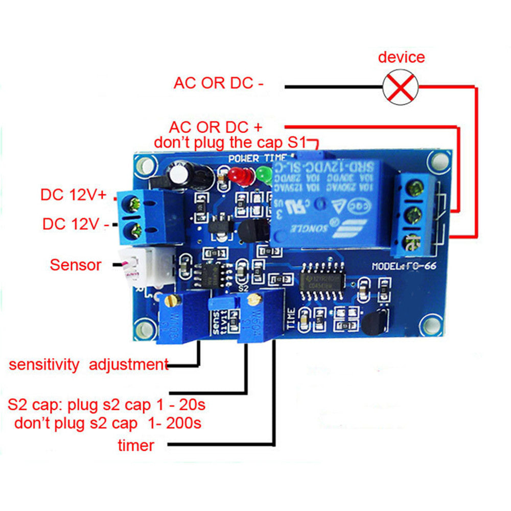 12V Photoresistor Relay Module Light Detect Sensor Cable  Timmer Light Control