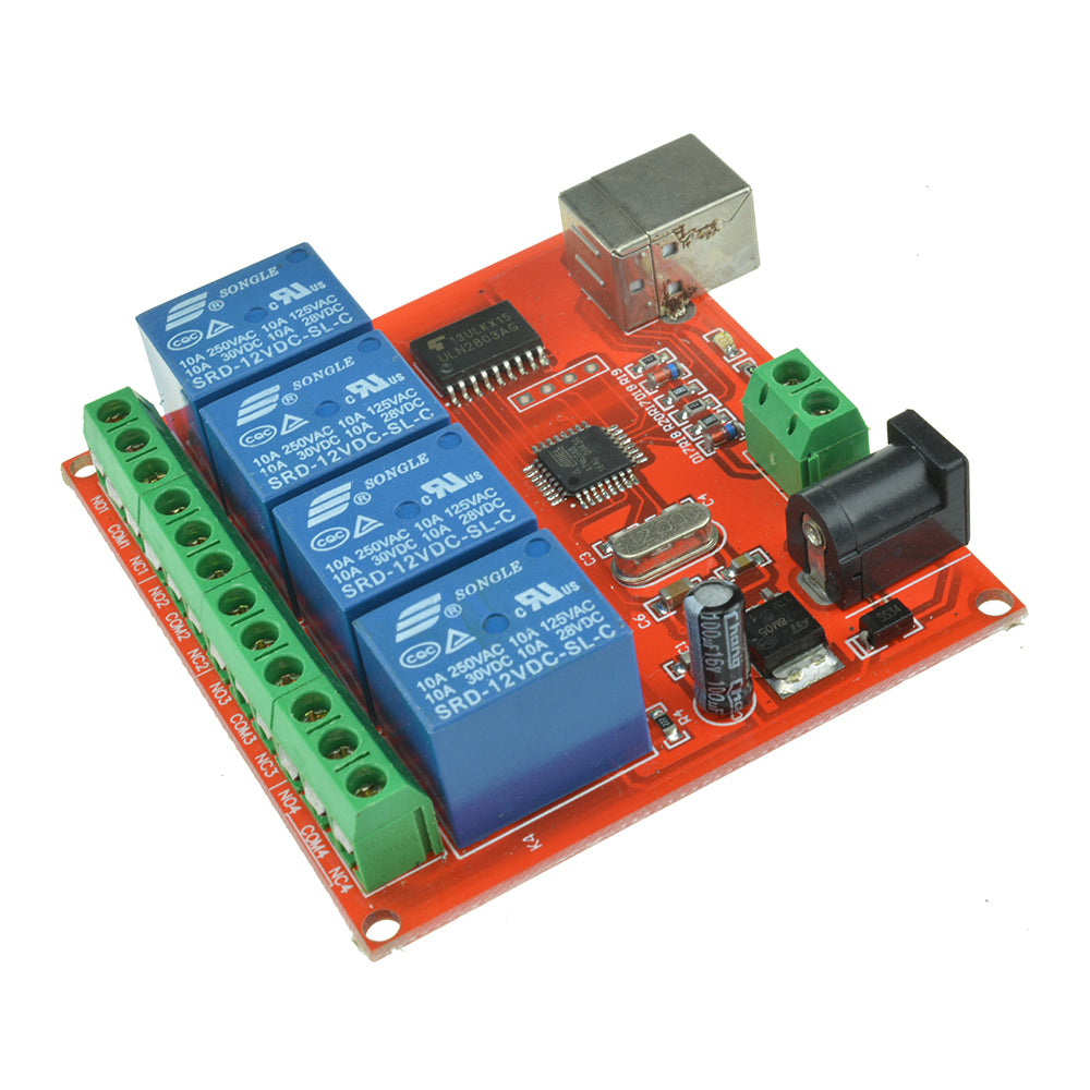 12V 4-CH Channel USB Relay Programmable Computer Control For Smart Home