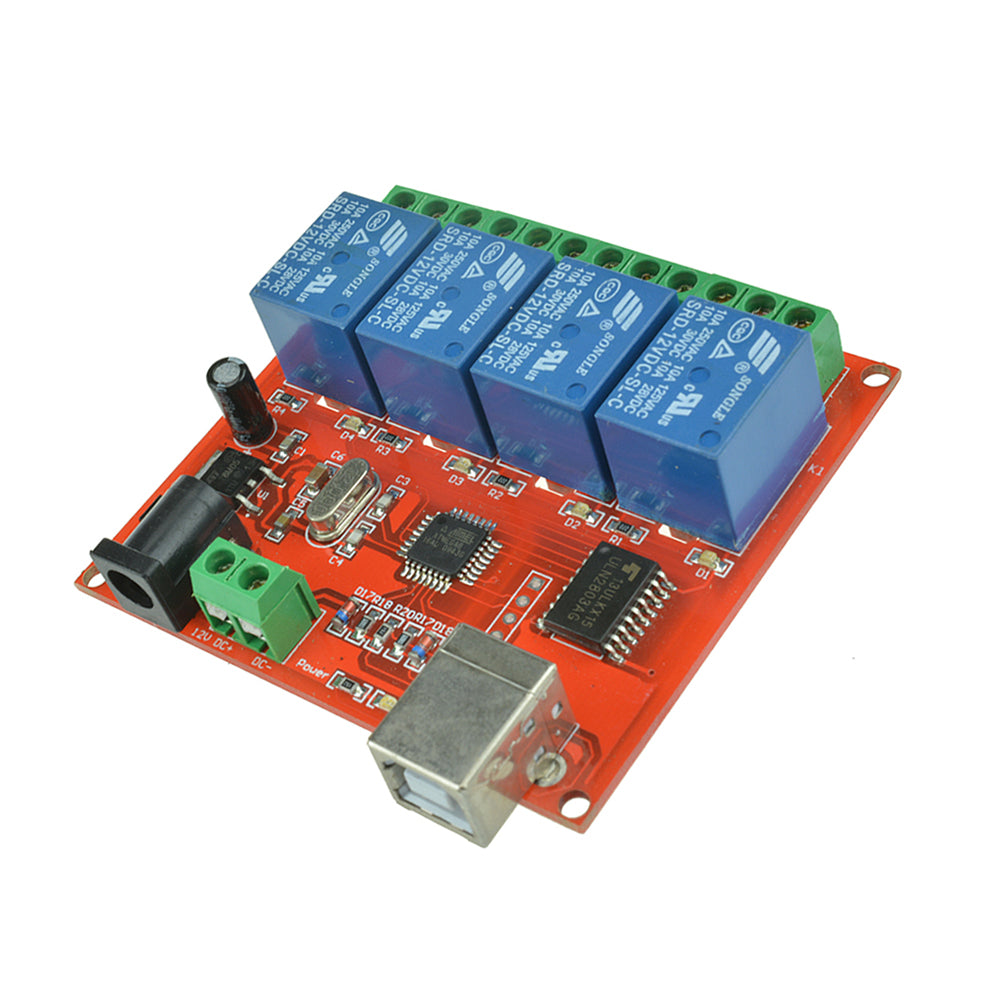 12V 4-CH Channel USB Relay Programmable Computer Control For Smart Home