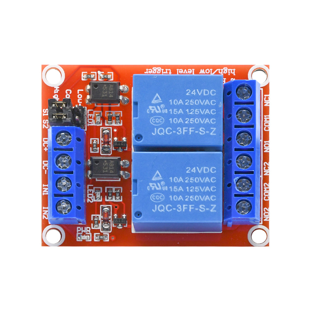 2 Channel Relay Module 24V With Optocoupler Support High and Low Level ...