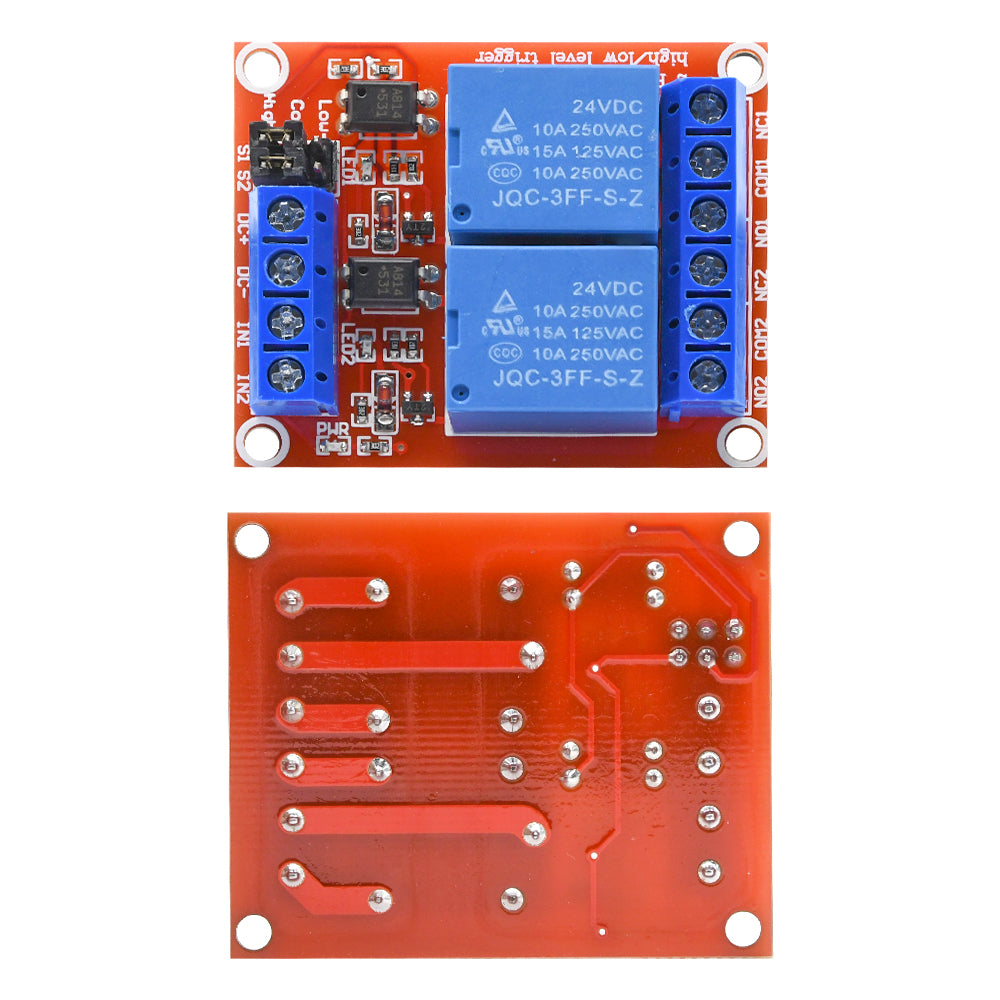 2 Channel Relay Module 24V With Optocoupler Support High and Low Level ...