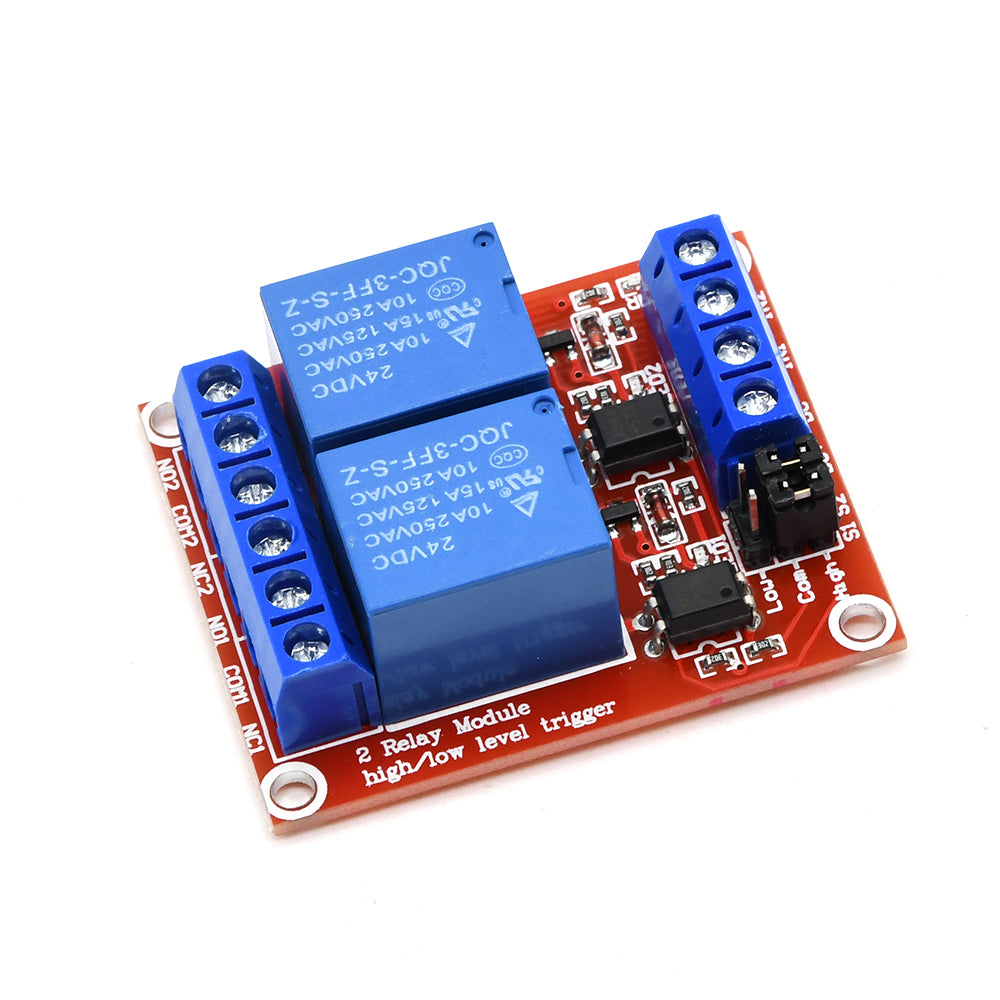 2 Channel Relay Module 24V With Optocoupler Support High and Low Level ...