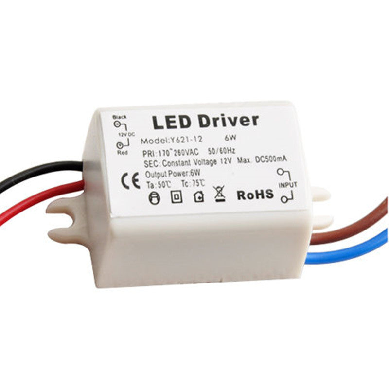 DC 12V 6W Watt High Power LED Driver Constant Current AC170V-260V 50-60Hz 500mA