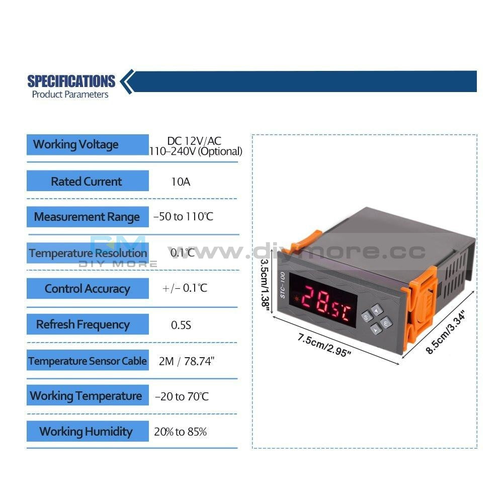 STC-100 STC-1000 W1209 12V All-Purpose Temperature Controller Thermost ...