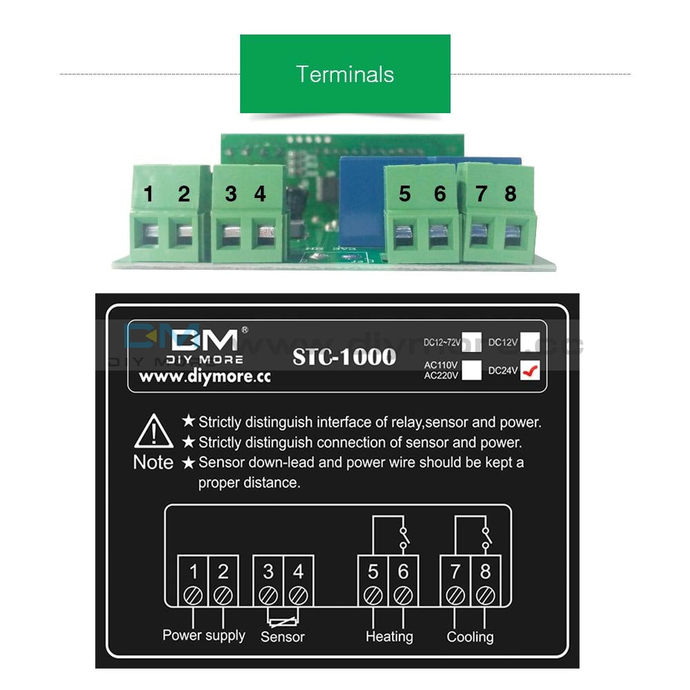 Stc-1000 All-Purpose Digital Temperature Control Controller Sensor Ac Dc 24V Thermostat