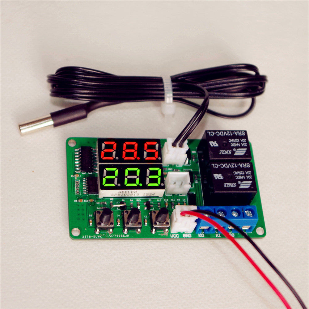 12V Digital Thermometer Temperature Controller Dual Relay Alarm Air Regulator