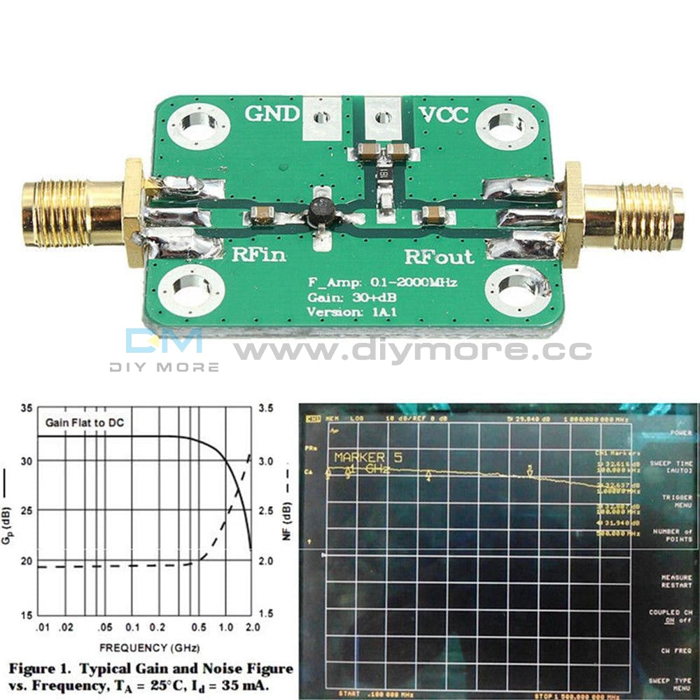 0.1-2000Mhz Rf Wideband Amplifier 30Db Low-Noise Lna Broadband Module Receiver New Diy Pcb Board
