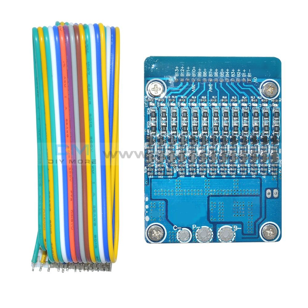 13S 20A Li-Ion Lithium Battery Protection Pcb Board 48V 18650 Bms Balance Module With Cable
