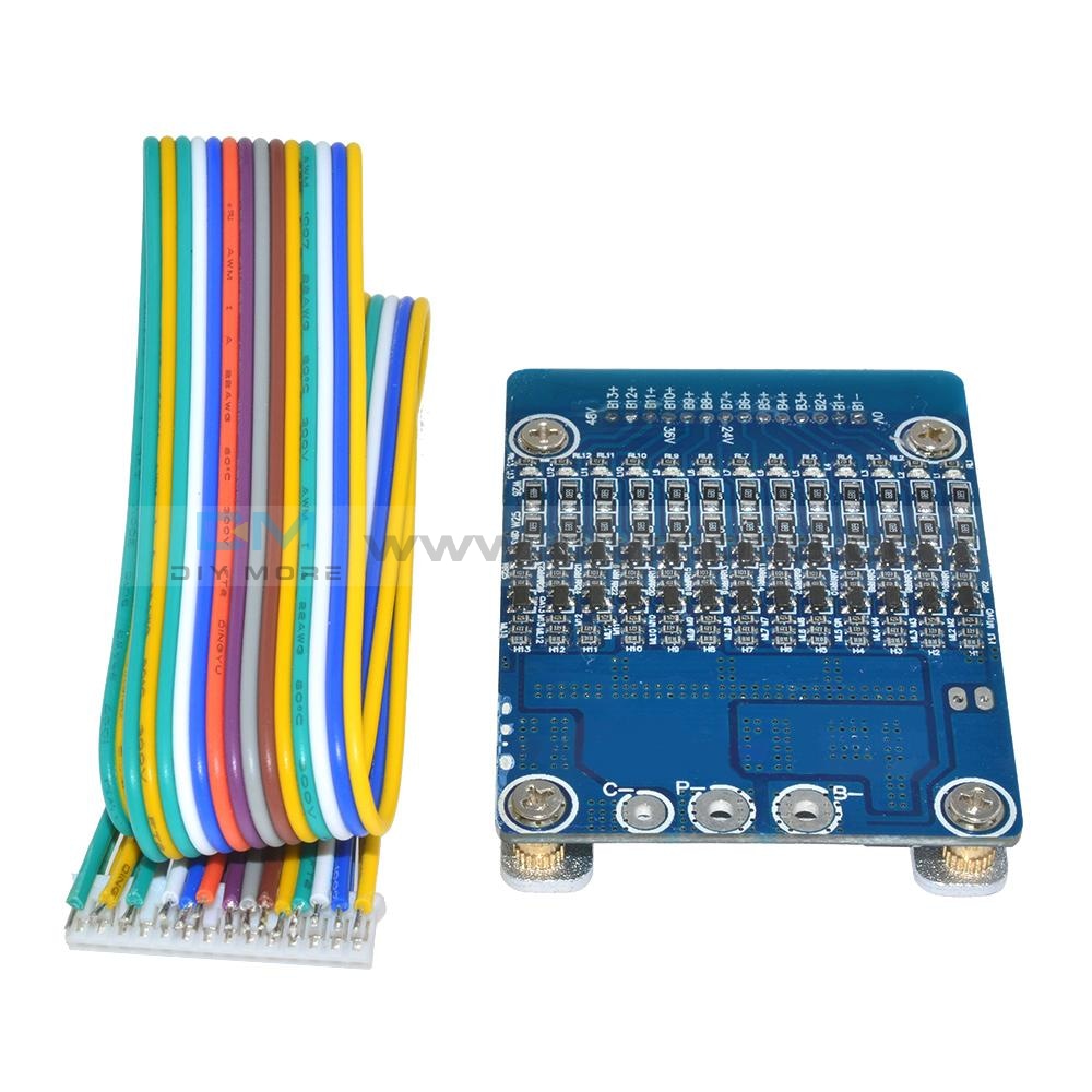 13S 20A Li-Ion Lithium Battery Protection Pcb Board 48V 18650 Bms Balance Module With Cable