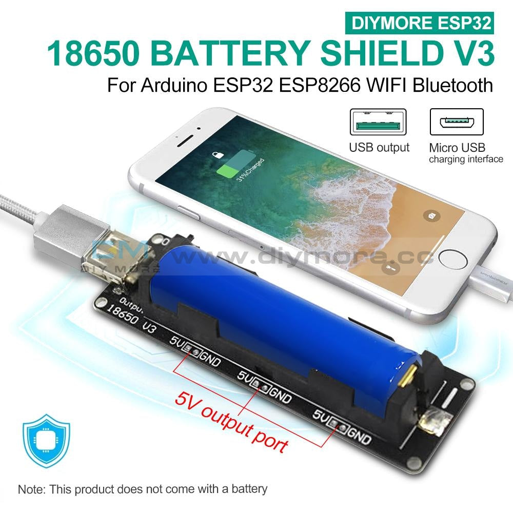 Micro Usb Wemos Esp32 18650 Battery Shield V3 Esp-32 For Arduino Raspberry Pi Expansion Module
