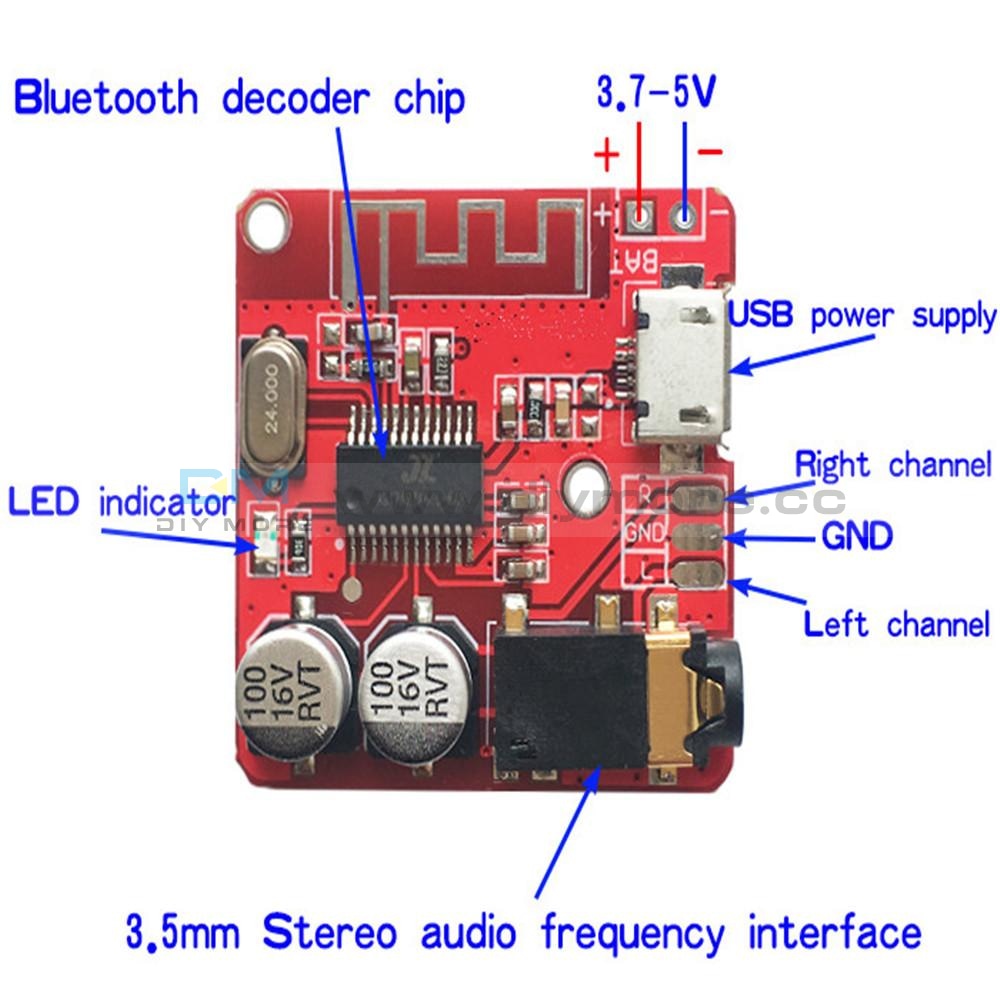 Mini 5V Mp3 Decoder Board Bluetooth Call Decoding Module Fm Wav U Disk & Tf Card Usb With 2*3W