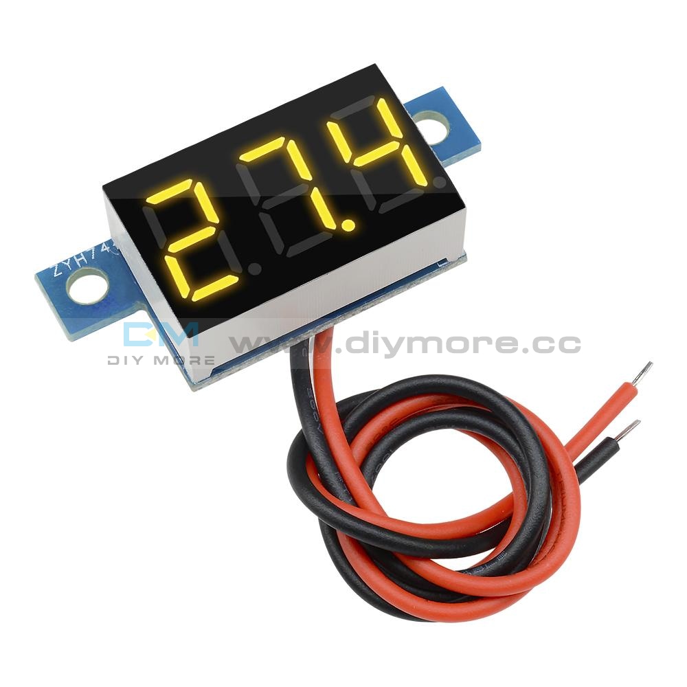 Led Panel Meter Mini Lithium Battery Digital Voltmeter Dc 3.3V - 17V A Red/green/yellow/blue Yellow