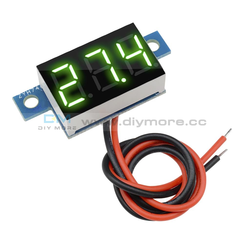 Led Panel Meter Mini Lithium Battery Digital Voltmeter Dc 3.3V - 17V A Red/green/yellow/blue Green