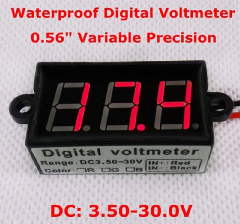 0.56" inch DC 3.5-30V Digital LED Waterproof Voltmeter Volt Meter Panel Mount