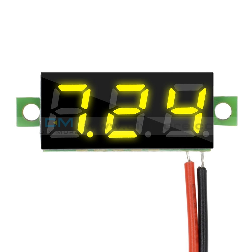 0.28 2 Wire Mini Dc Digital Panel Voltmeter Mount Led Voltage Yellow/blue/green/red Yellow Display