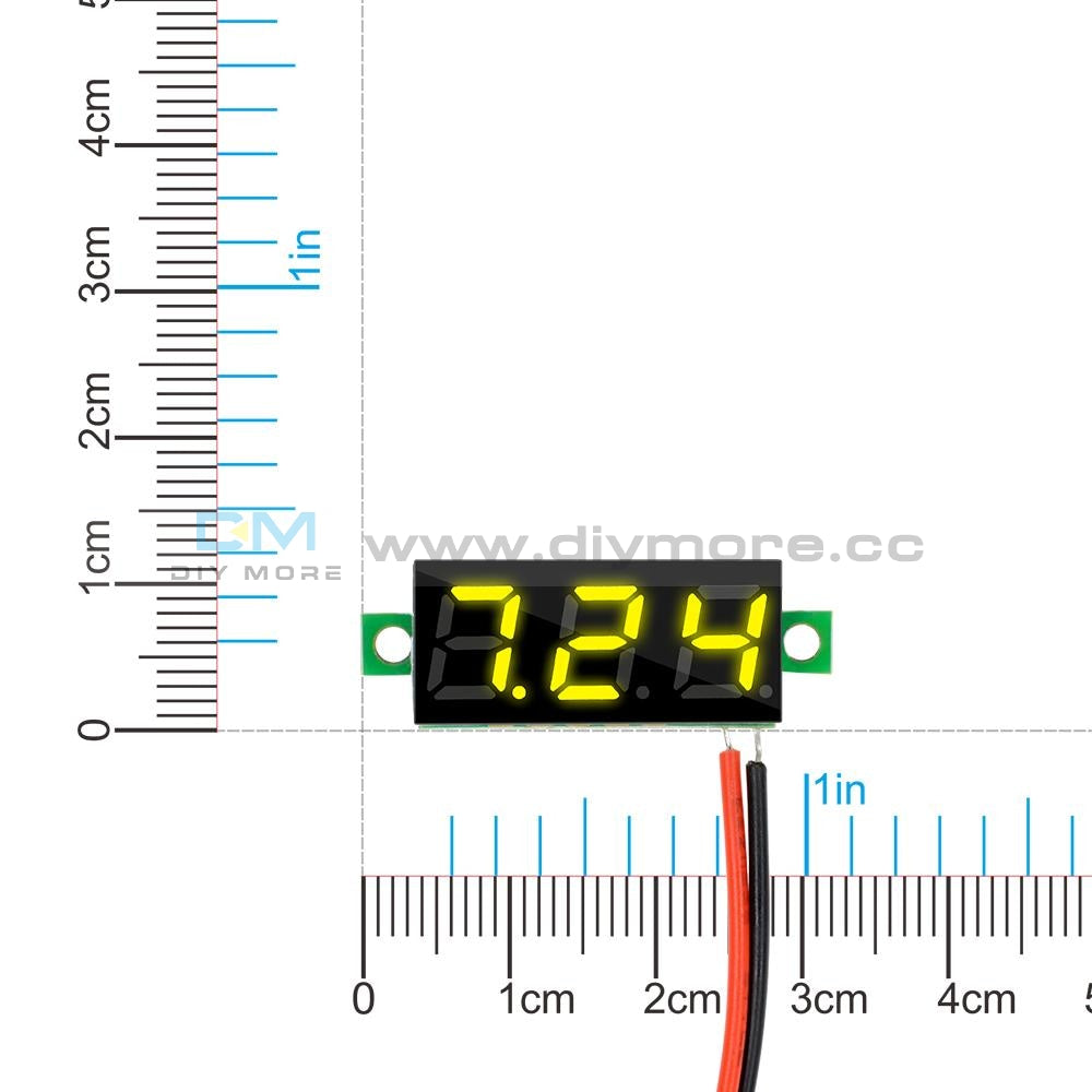 0.28 2 Wire Mini Dc Digital Panel Voltmeter Mount Led Voltage Yellow/blue/green/red Yellow Display