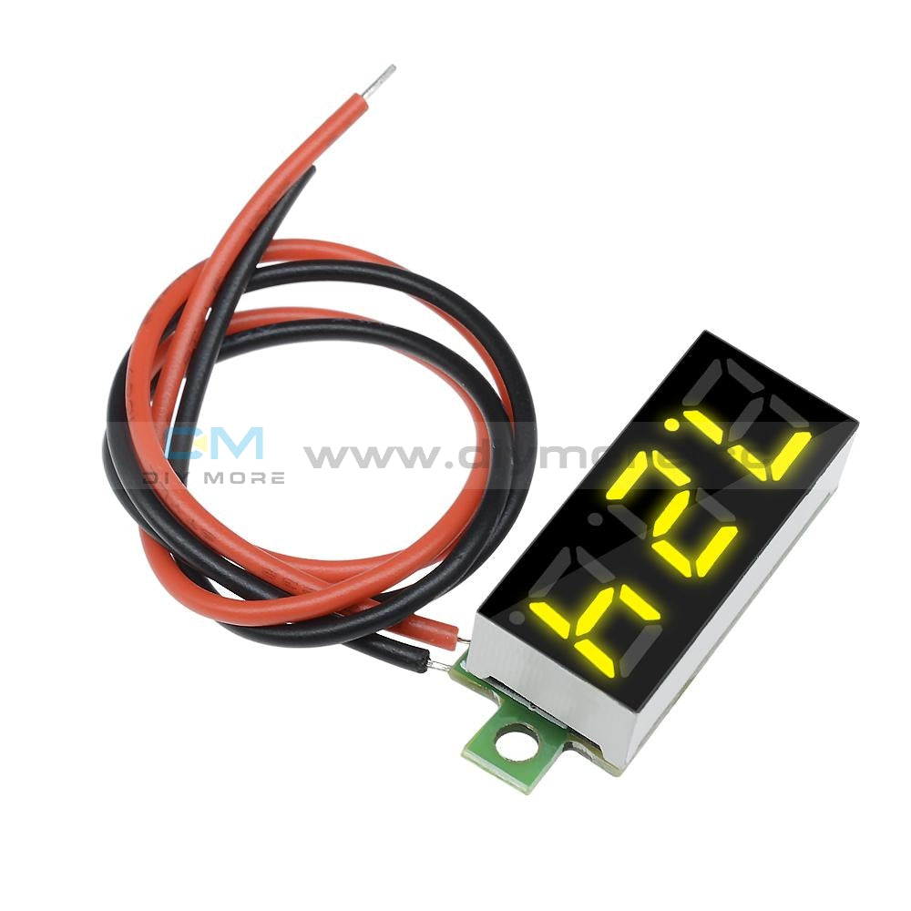 0.28 2 Wire Mini Dc Digital Panel Voltmeter Mount Led Voltage Yellow/blue/green/red Yellow Display