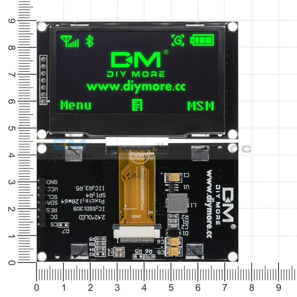 2.42 Inch OLED Display Module - SSD1309 128x64 SPI Interface For Arduino & Microcontroller Projects