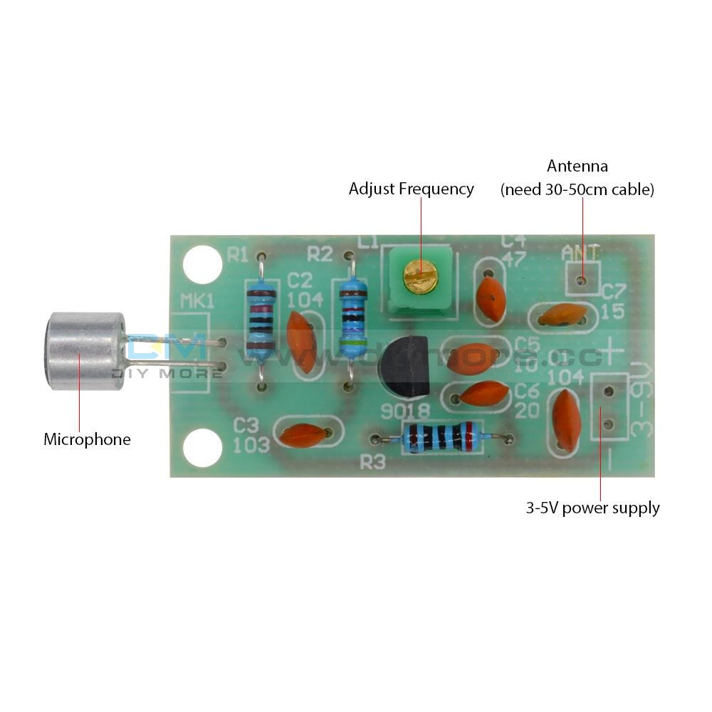 Mini Wireless Microphone Ham Fm Radio Transmitter Module 3-5V 91-103Mhz Rfid