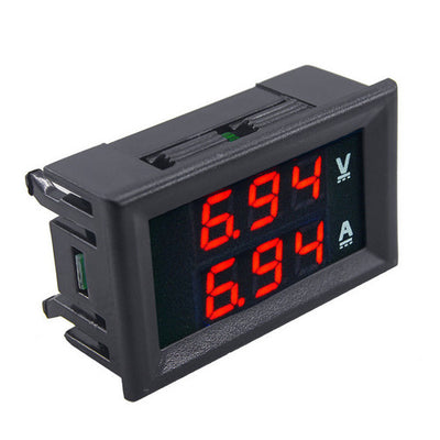 DC 100V 100A Voltmeter Ammeter Red + Red 0.28 Inch Dual LED Digital Meter Gauge