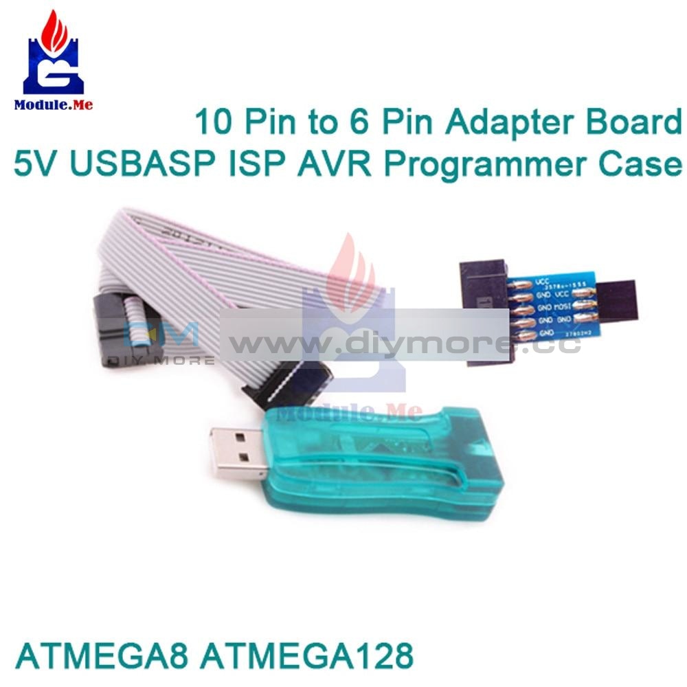 10 Pin Convert To Standard 6 Adapter Board+5V Usbasp Isp Avr Programmer Case Tools