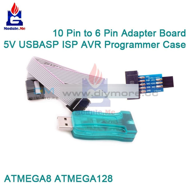 Iso Program 6pin 10 Pin Convert to Standard 6 Pin Adapter Board+5V USBASP ISP AVR Progr ...