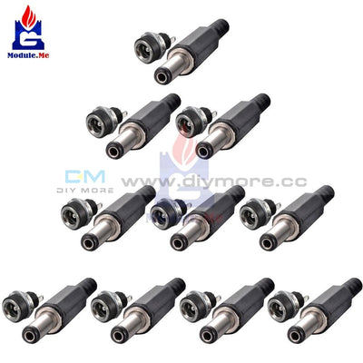 10 Set/lot 2.1 * 5.5Mm 2 Pin Audio Socket Female Dc Power Plug Jack Connector With 2.1* 5.5 Mm Male